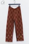 YANYAN KNITS 24 Autumn and Winter Lambswool Knitted Plaid Pants YYK-YYW24-1571-HONG Red